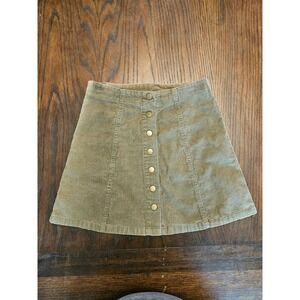 Wishlist Olive Green Corduroy Button Front Mini Skirt Womens Size Small S
